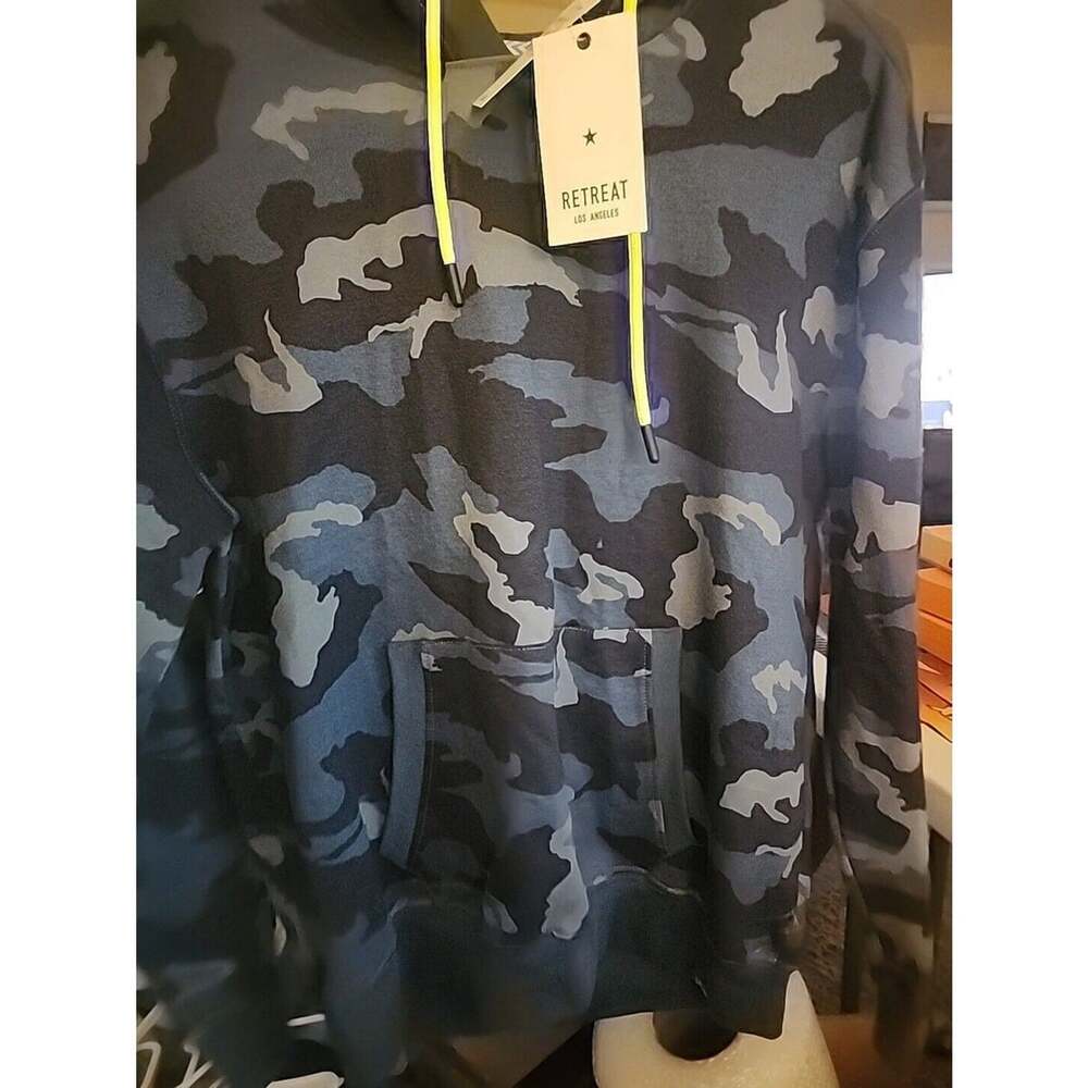 Retreat LA Hoodie Mens Small Varsity Blue Camo100% Cotton MSRPS $60 CR2 NWT Mint